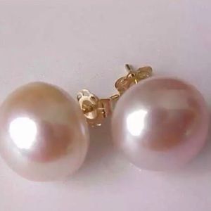 14K Gold Natural Purple South Sea Pearl Stud Earring